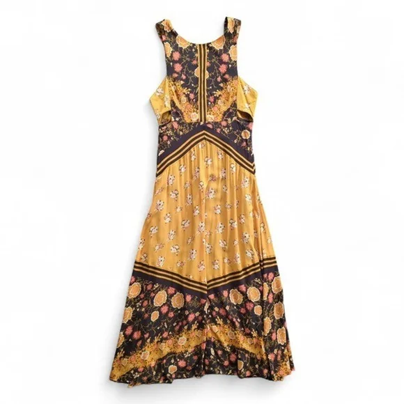 Free People Sunrise Oblivion Maxi Dress Antique Gold Sz 8 - Picture 4 of 11
